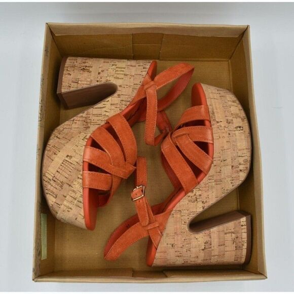 Free People Size EU 38 US 8 Lisbon Sunstar Mary Jane Orange Platform Sandals - Picture 7 of 8